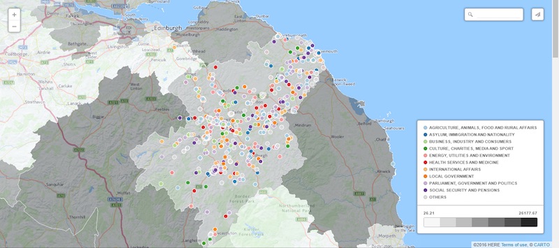 An image plotting the location of casework on a map of Calum Kerr's constituency