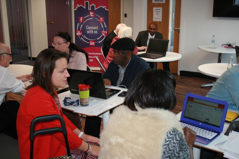 An image showing digital champions and residents at the weekly Lewisham Homes Digital Zone