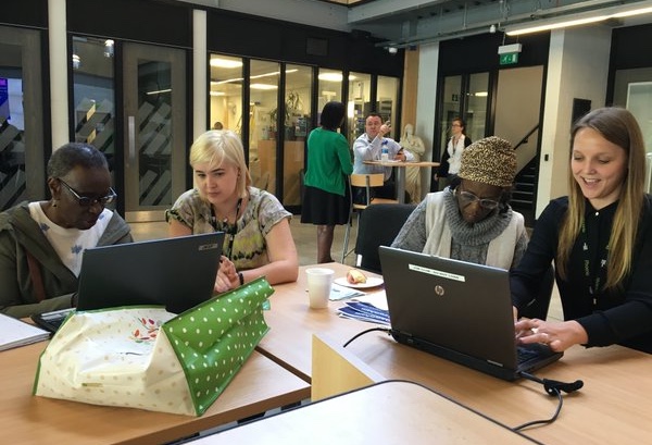 A photo showing digital champions from Phoenix Community Housing at a weekly Digital Zone in Lewisham